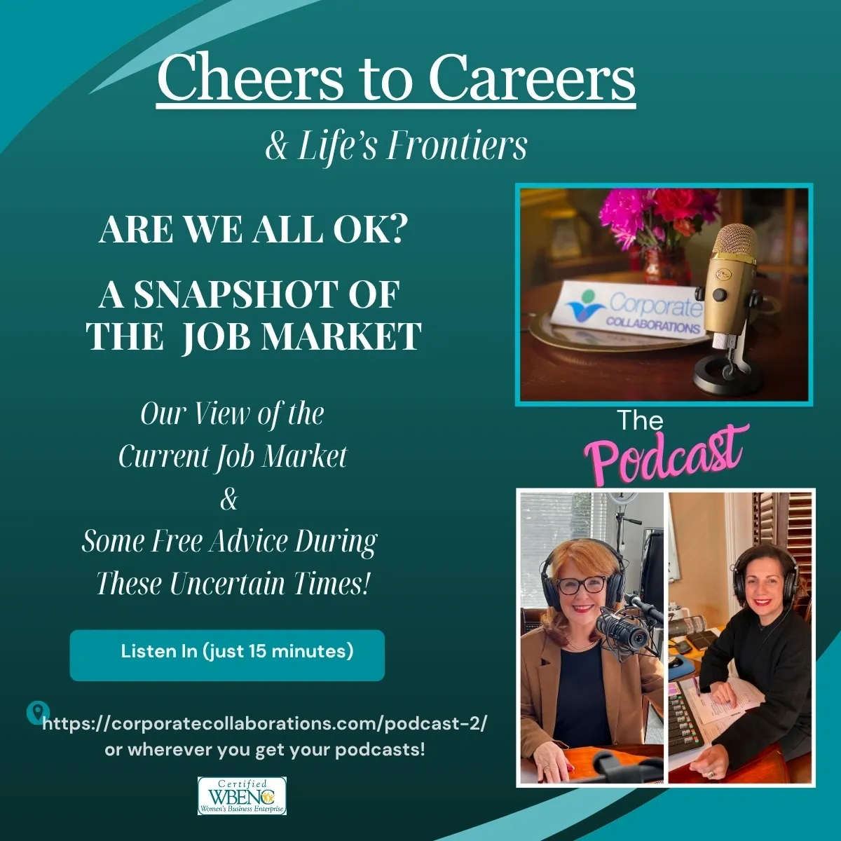 Promotional image for a careers and life transitions podcast episode about the job market.